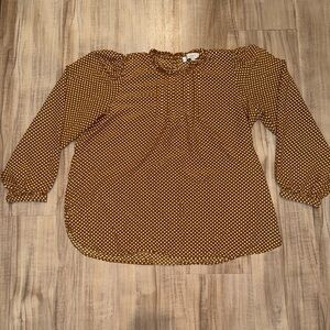 LOFT Brown Polka Dot Blouse